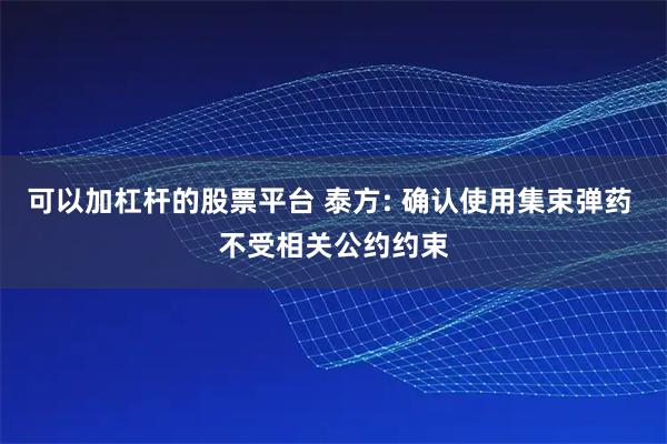 可以加杠杆的股票平台 泰方: 确认使用集束弹药 不受相关公约约束